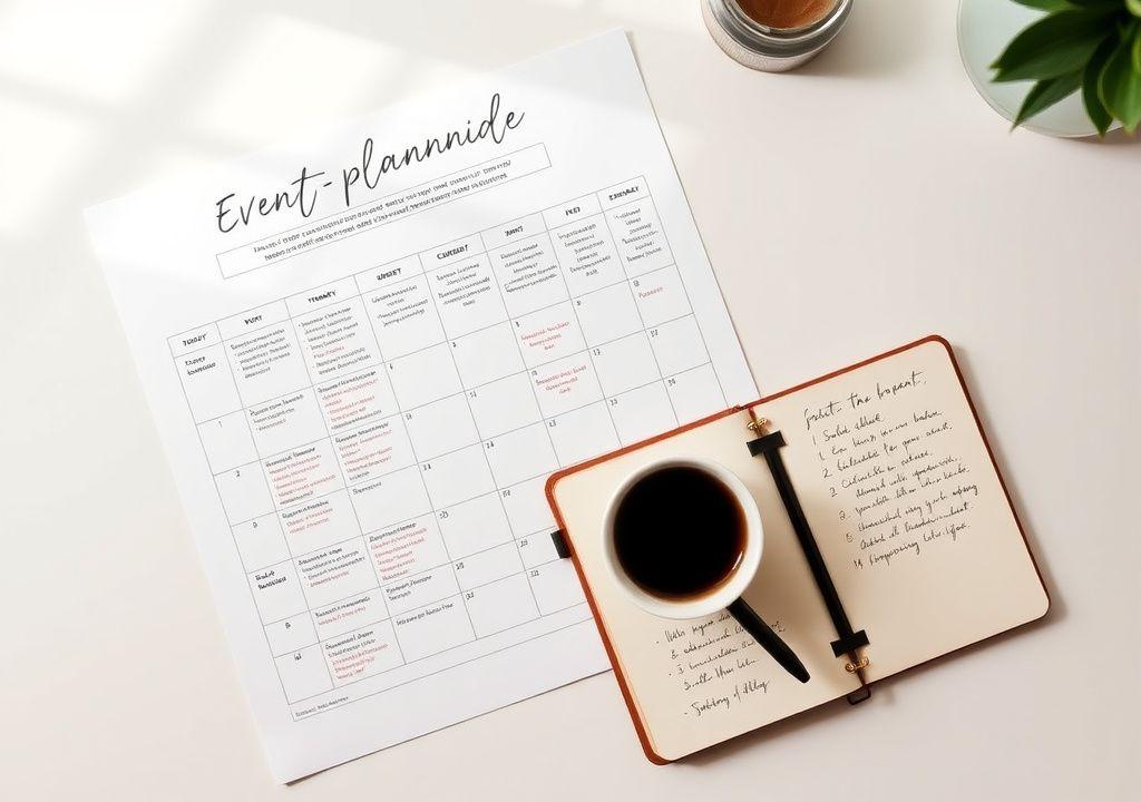 Planning timeline laid out on a studio desk