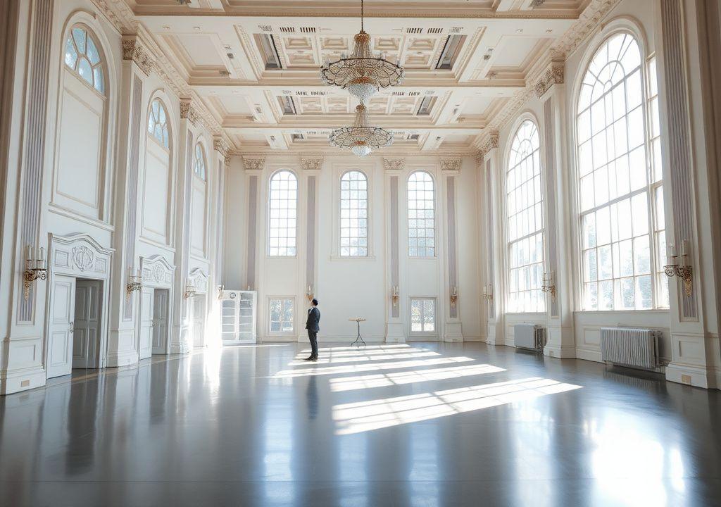 Empty event venue being assessed during a site visit
